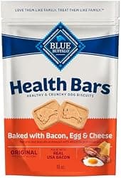 Blue Buffalo Health Bars Crunchy Dog Biscuits, Oven-Baked with Natural Ingredients, Bacon, Egg & Cheese, 16-oz Bag