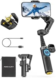 AOCHUAN Smart X3 360° Pan Rotation Gimbal Stabilizer for iPhone, Magnetic Remote Control, 3-Axis Stabilizer w/Built-in Extension Rod & One-Touch Open Tripod, Foldable Phone Gimbal for Vlogging, Travel