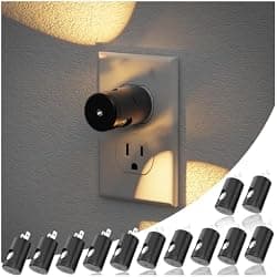 JandCase Night Lights Plug into Wall,12 Pack Mini Lens Night Light with 3CCT Color Temperature,180° Rotatable Night-lights,Dimmable Nightlight Plug in with Light Sensor for Bathroom Hallway Room Decor