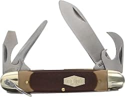 Old Timer 23OT Scout Knife 6.1in Folding Pocket Knife with 4 High Carbon Stainless Steel Blades, Ergonomic Sawcut Handle, and Convenient Size for EDC, Hunting, Camping, Carving, Whittling, and Outdoor