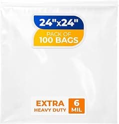 24" x 24" Reclosable Plastic Zip Bags, Pack of 100, 6 Mil Heavy-Duty Clear Poly Bags, Resealable for Food, Clothes, Hardware, Jewelry
