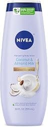 NIVEA Pampering Coconut and Almond Milk Body Wash with Nourishing Serum, Moisturizing Body Wash for Women, Enriched with Provitamin B5 and Vitamin E, 20 Fl Oz Bottle