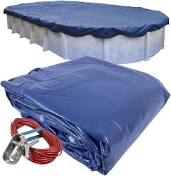 Pool Mate 15 x 30 ft Industrial Blue Winter Oval Pool Cover for Above Ground Pools, 4 ft Overlap (19 x 34 ft Cover Size), Solid 14 x 12 Scrim, 4.5 oz/yd2, 20-Year Warranty, Style: 201530-4PMA
