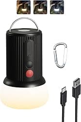 EZVALO LED Rechargeable Camping Lantern, 6000mAh Emergency Outdoor Tent Light for Camping, IPX5 Water Resistant Portable Tent Lantern for Hiking, Backpacking, Fishing, Hurricane, Outages (Black)