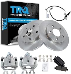 TRQ Rear Brake Pad and Rotor Set Semi Metallic Rotors Calipers Compatible with 2005-2009 Buick LaCrosse 2005-2008 Pontiac Grand Prix