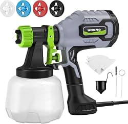 WORKPRO Paint Sprayer, 600W HVLP Spray Paint Gun with 4 Nozzles, 3 Spray Patterns & Adjustable Flow, 44 fl.oz (1300ml) Container, Paint Gun for Furniture, Cabinets, Fence, Walls, Doors, DIY Projects