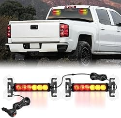 Nilight 12LED Emergency Strobe Traffic Advisor Light Bar 2 in 1 Amber Red Dash Warning Safety Flashing Lights Front/Rear Windshield Construction Lights for Trucks Cars Plow Police Firefighter Vehicles