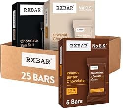RXBAR Protein Bars, 12g Protein, Gluten Free Snacks, Chocolate Lover's Variety Pack (5 Boxes, 25 Bars)