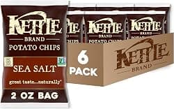 Kettle Brand Potato Chips, Sea Salt Kettle Chips, Snack Bag, 2 Oz (Pack of 6)