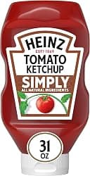 Heinz Simply Tomato Ketchup, 1 Bottle, for Easy Sharing and Easy Serving, No High-Fructose Corn Syrup, No Artificial Sweeteners, 31 oz