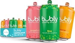 bubly Sparkling Water, Tropical Thrill 3 Flavor Variety Pack (Lime, Grapefruit, Mango), Zero Sugar & Zero Calories, Seltzer Water, 12 Fl Oz Cans (Pack of 18)