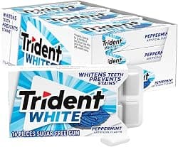 Trident White Peppermint Sugar-Free Chewing Gum, 9 Packs of 16 Pieces (144 Total Pieces)
