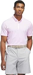 adidas Men's ULTIMATE365+ Pencil Stripe Climacool Polo Shirt, White/Lucid Pink F23, Small