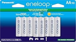 Eneloop Panasonic BK-3MCCA10FA AA 2100 Cycle Ni-MH Pre-Charged Rechargeable Batteries, 10-Battery Pack