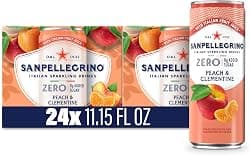 Sanpellegrino Zero Grams Added Sugar Italian Sparkling Drinks, Peach And Clementine 24 Pack Of 11.15 Fl Oz Cans, Sanpellegrino Italian Sparkling Drinks, Low Calorie Sparkling Juice Beverages