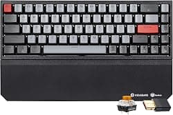Hexgears X1 Pro Wireless Mechanica Keyboard, Tri-Mode Bluetooth/2.4G/USB-C, Hot-Swappable Tactile Switch Gaming Keyboard, Mini Compact White Backlit Keyboards with Wrist Rest - Dark