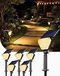 T-SUN Solar Lights Outdoor Waterproof IP65, 6Pack LED Solar Spot Lights Color Changing IP65 Waterproof Smart Auto On/Off for Outside Landscape Garden Yard Lawn Pathway Patio Driveway