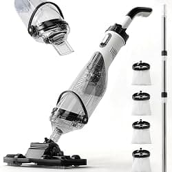 FOTING Cordless Pool Vacuum for Above Ground Pool 19.5 GPM, All-Angle Head&LED Display,Handheld Rechargeable Spa Vacuum Cleaner for Inground Pools for Hot Tub, Debris,Shallow Steps