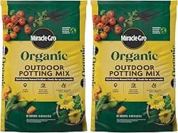 Miracle-Gro Organic Outdoor Potting Mix - Plant Soil for Outdoor Container Plants, Contains Quick-Release Natural Fertilizer, OMRI Listed, 16 qt. (2-Pack)