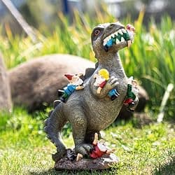 SOWSUN Garden Gnomes Statues Yard Decorations Outdoor Garden Decor, 14” Dinosaur Gnomes Garden Statues, Patio, Lawn Ornament, Gardening Gifts for Women for Housewarming