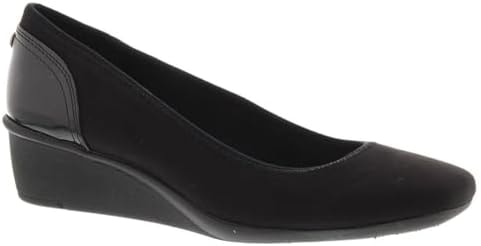 Anne Klein Sport Wisher - Wedge for Women - Patent Heel Overlay - Rubber Traction Outsole - Fabric Upper Black Fabric 5.5 M