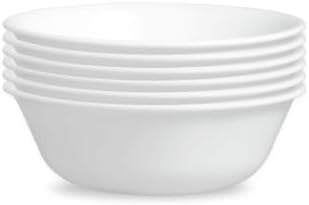 Corelle Vitrelle 6-Piece Soup/Cereal Bowl Set Triple Layer Glass and Chip Resistant, 18-Oz Lightweight Round Bowls, Winter Frost White