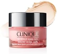 Clinique All About Eyes Rich Eye Cream For Dark Circles With Hyaluronic Acid | Hydrating, Brightening + Depuffing, Mini Travel Size, 0.5 Ounce