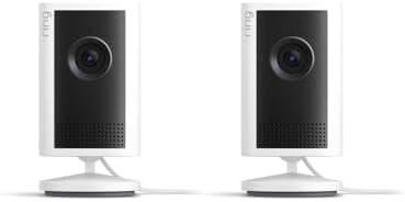 Ring Indoor Cam 2K (newest model) — Retinal 2K for crisp, true-to-life video quality, 6x Enhanced Zoom, Night Vision, 2-pack, White