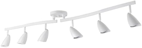 Globe Electric 59353 Grayson 6-Light Adjustable S-Shape Track Lighting, White Color, Matte Finish, 8.66", Bulbs Not Included