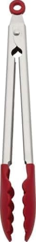 KitchenAid Silicone Stainless Steel Tongs, 12 Inch, Red
