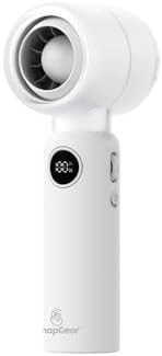 SnapGear Hush2 Handheld Fan 1-100 Stepless Speed Control, 14000 RPM Turbo Motor, 19H Runtime, 3000mAh USB-C, LED Display, 61.5dB Ultra-Quiet, 6.56oz Lightweight Portable Fan with Lanyard & Safety Lock