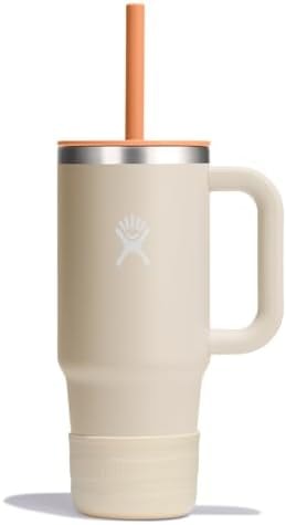 Hydro Flask Kids 24 Oz Travel Tumbler with Handle, Lid and Straw for School - Insulated Stainless Steel in Coconut Cream