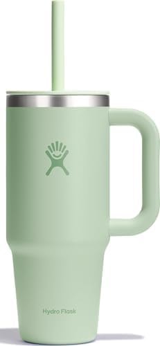 Hydro Flask 24 Oz Travel Tumbler with Handle, Lid and Straw - Insulated Stainless Steel in 24 Oz Aloe Green