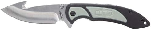 Old Timer Trail Boss 8in Gut Hook Folding Knife with High Carbon Stainless Steel, TPE Grip Handle, Finger Flip Assist, and Liner Lock for Hunting, Field Dressing, Skinning, Gutting, and Outdoors