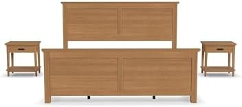 Homestyles Oak Park King Bed and Two Nightstands, Brown