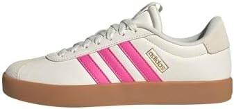 adidas Womens VL Court 3.0 Sportswear, White/Pulse Magenta/Gold Metallic, 9