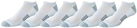 Amazon Essentials Men's Performance Cotton Cushioned Athletic No-Show Breathable Gym Socks with Support, 6 Pairs, White, 13-15