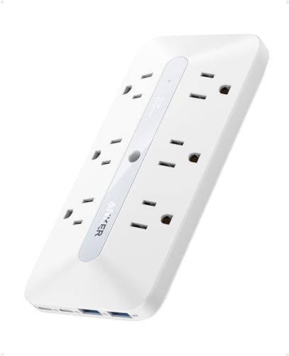 Anker Outlet Extender, 10-in-1 Power Strip with 300J Surge Protector, 6 AC
