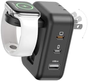 100W 4in1 Charger with Apple Watch Charging, Fast USB C Charger Block Dual Foldable Travel Essentials for iPhone 17/16/15 Series, iPad, MacBook Pro/Air, iWatch