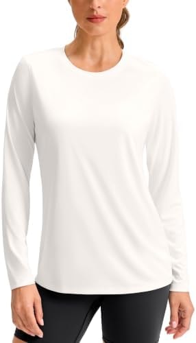 Long Sleeve Workout Tops Women Athletic Running Shirt(Bone White, M)