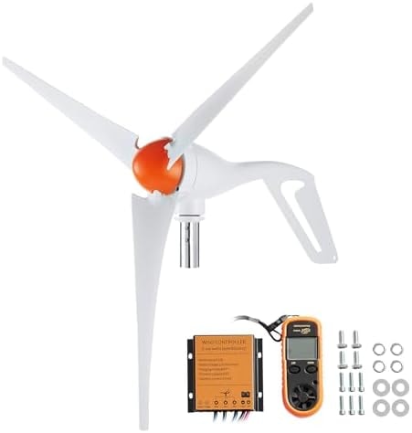 VEVOR 500W 12V Wind Turbine Generator with Anemometer, 3-Blade Wind Power Generator with MPPT Controller & 2.5m/s Start Speed, High Efficiency Wind-Turbine Kit for Home, Farm, RVs, Boats