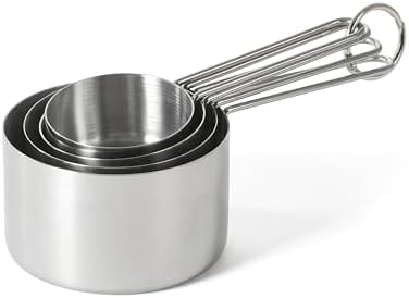 Martha Stewart Richburn 4-Piece Stainless Steel Measuring Cups Set – Durable and Accurate Kitchen Measuring Tools for Baking and Cooking