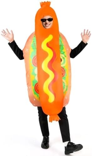 Wabolay Inflatable Hot Dog Costume Adult Hotdog Blow Up Costumes Men