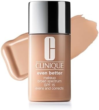 Clinique Even Better Makeup Liquid Foundation SPF 15 With Vitamin C For Dry + Oily Combination Skin Types | Medium Coverage + Natural Finish | Evens Skin Tone + Reduces Dark Spots, Cream Chamois