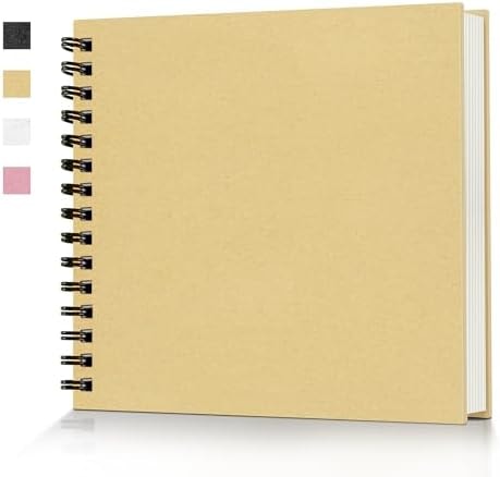 popotop 8x8 Inch Scrapbook Photo Album, 60 Page Decorative Kraft Paper Book for 4x6 Pictures, DIY Memory Photo Albums as Gifts for Wedding Baby Christmas School Family