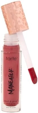 tarte maneater blush & glow cheek plump – Lightweight Cheek Tint & Illuminator with Coconut Water & Hyaluronic Acid for Hydrated, Radiant Finish,Vegan & Cruelty-Free, full size, berry