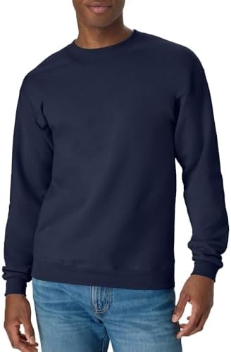 Hanes Mens Ecosmart Fleece Sweatshirt, Cotton-blend Pullover, Crewneck For Men, 1 Or 2 Pack, Navy - 1 Pack, 5X-Large US