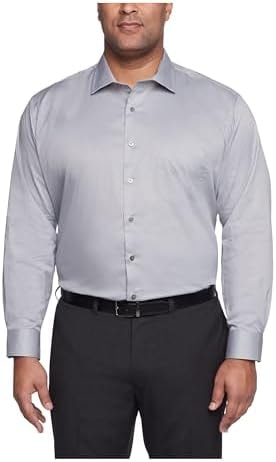 Van Heusen Men's Big FIT Dress Shirts Flex Collar Stretch Solid Shirt, Grey Mist, 22" Neck 34"-35" Sleeve (5X-Large)