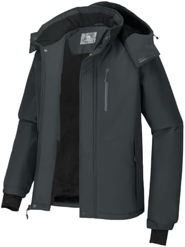 CAMEL CROWN Men's Mountain Snow Waterproof Ski Jacket Detachable Hood Windproof Fleece Parka Rain Jacket Winter Coat