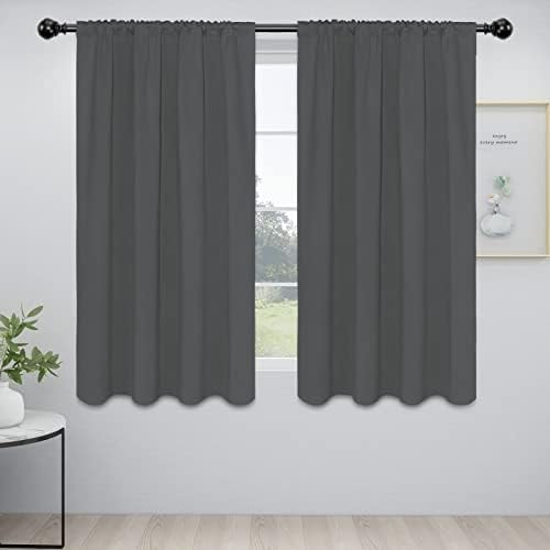 Easy-Going Rod Pocket Blackout Curtains, 2 Panels 52x63in, Grey